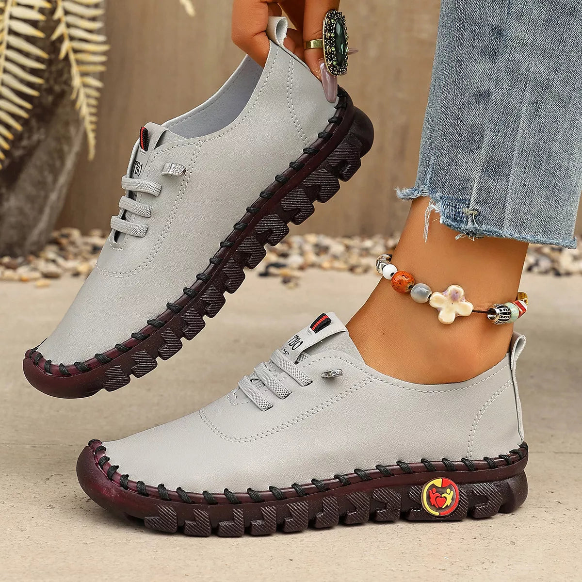 Round Toe Lace Up Sneakers