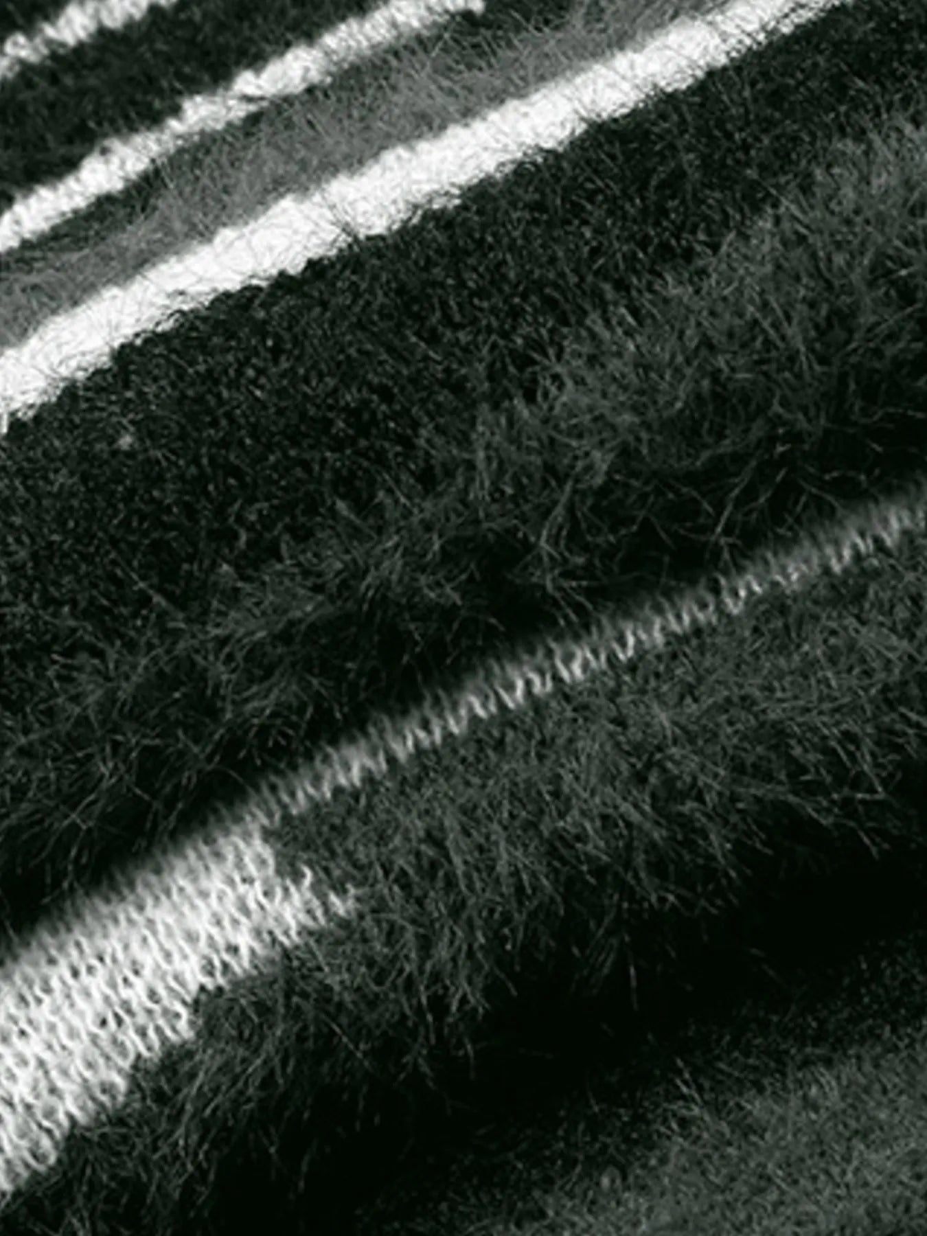 Men's Striped Fuzzy Zip-Up Cardigan