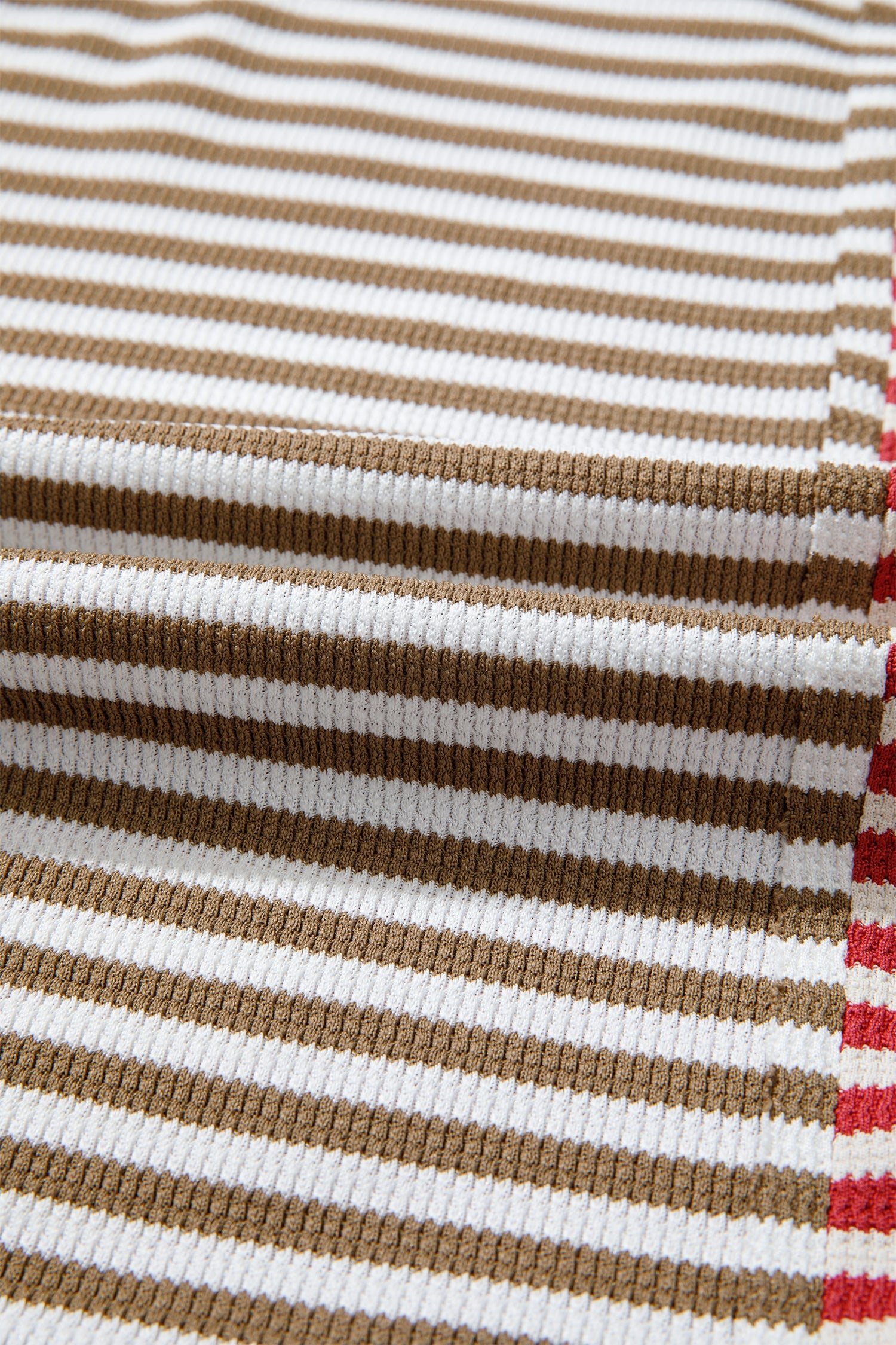 Red Striped Colorblock V Neck Long Sleeve Top