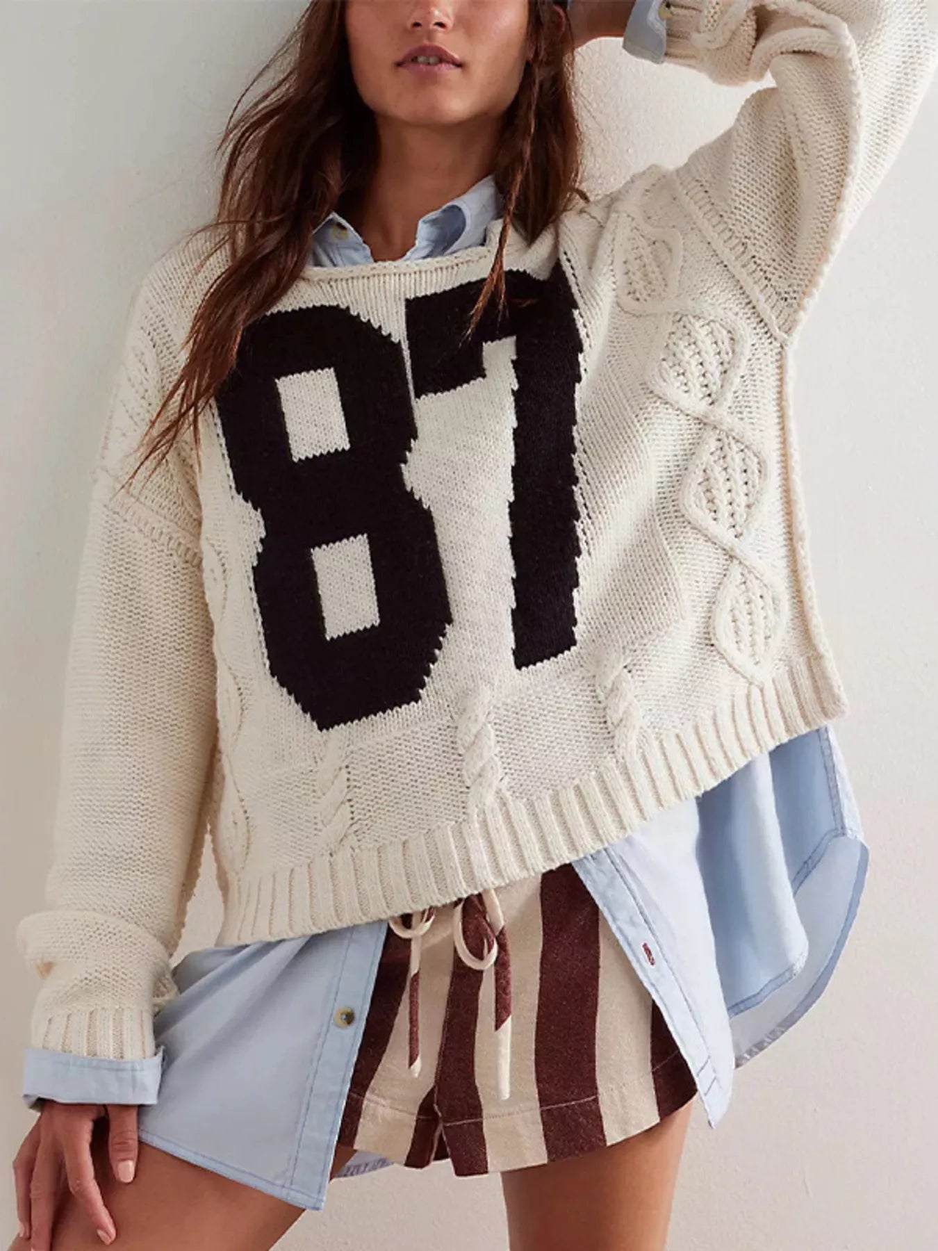 78 Number Cable-Knit Sweater