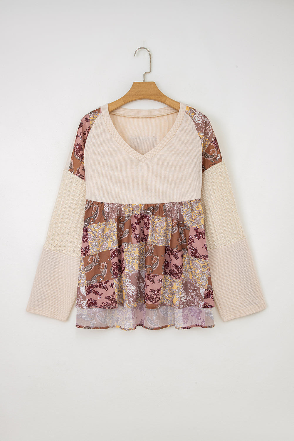Boho Paisley Patchwork Long Sleeve Top