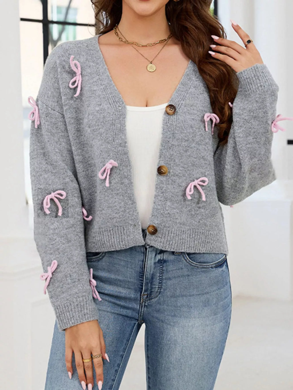 Bow Button Up Cardigan
