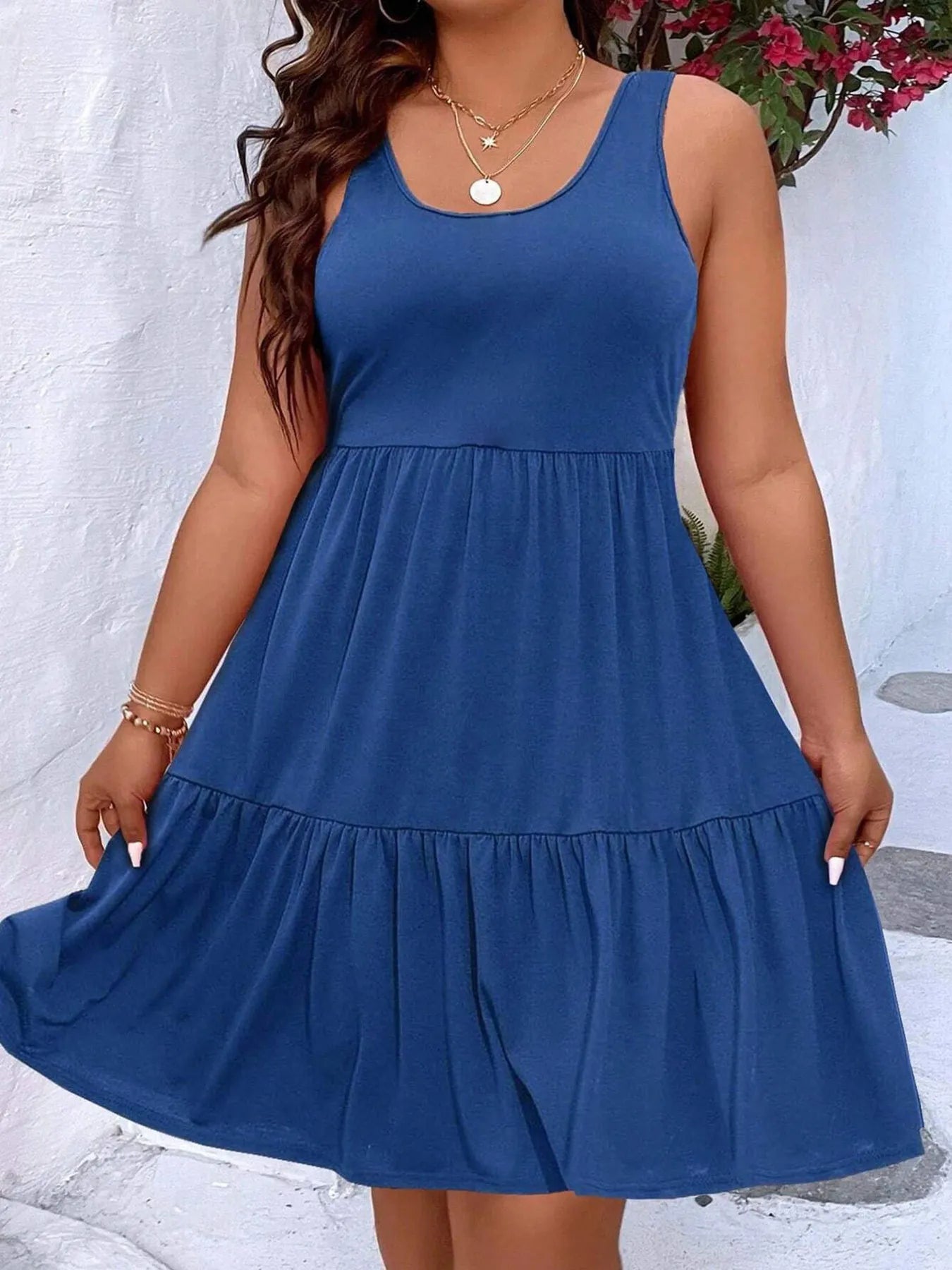 Tiered Scoop Neck Tank Dress