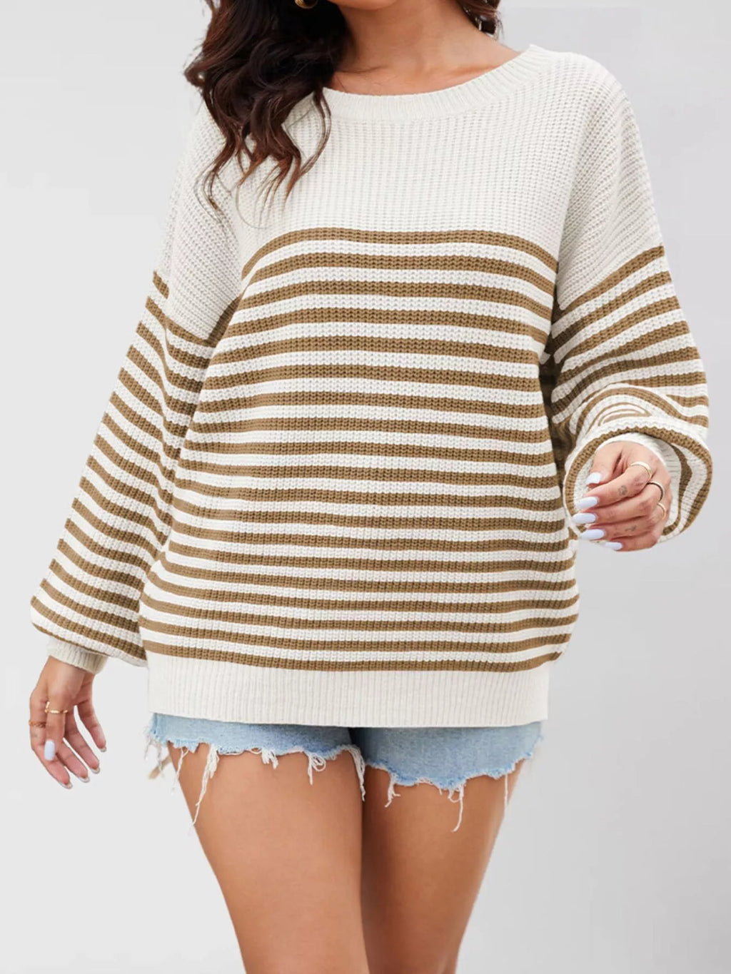 Striped Knit Long Sleeve Sweater