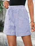 Striped Drawstring Waist Shorts