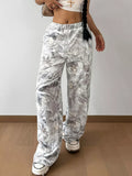 Abstract Print Wide Leg Pants