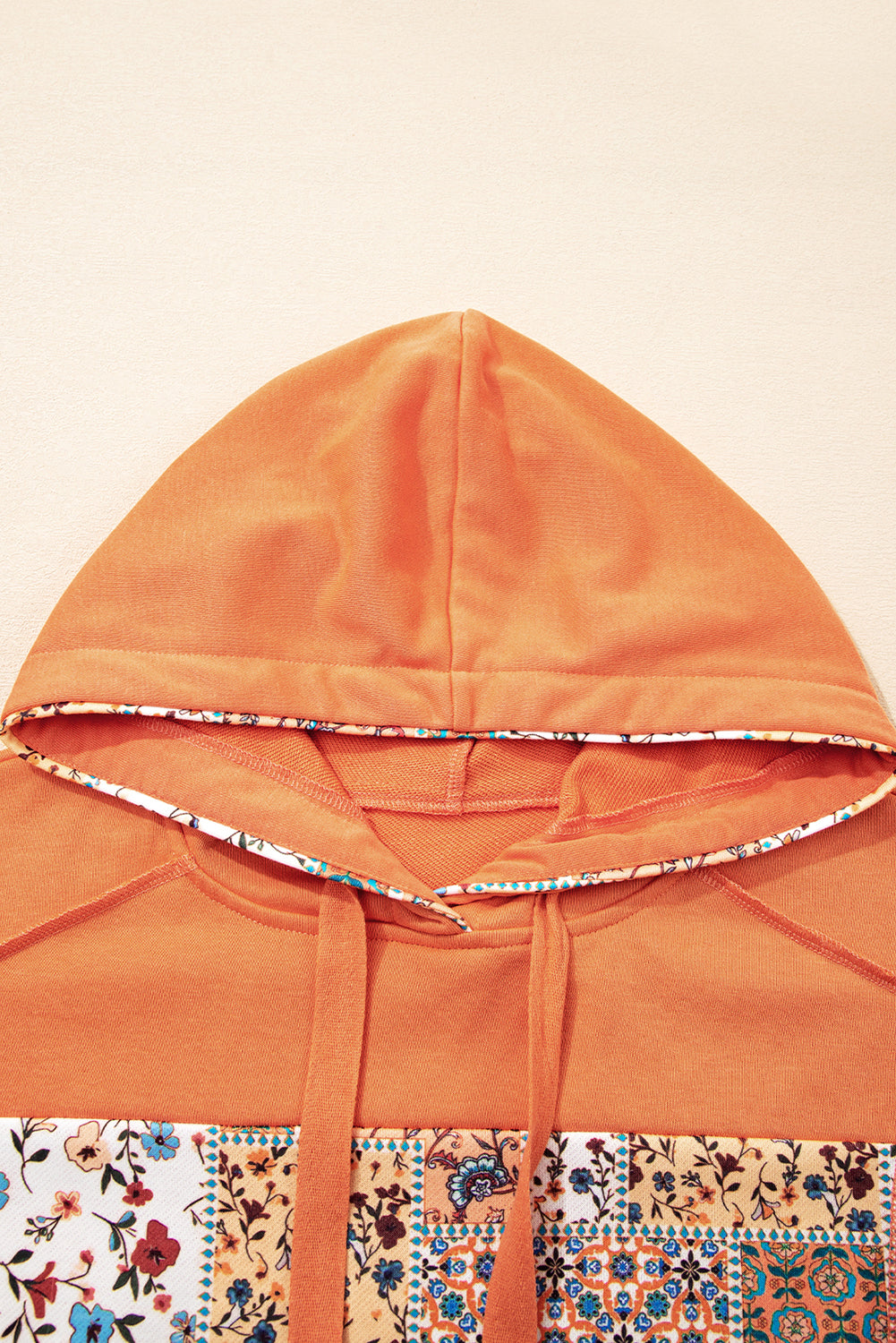 Floral Patchwork Drawstring Hoodie