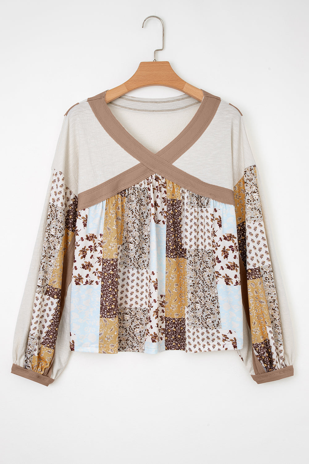 Floral Patchwork Long Sleeve Blouse