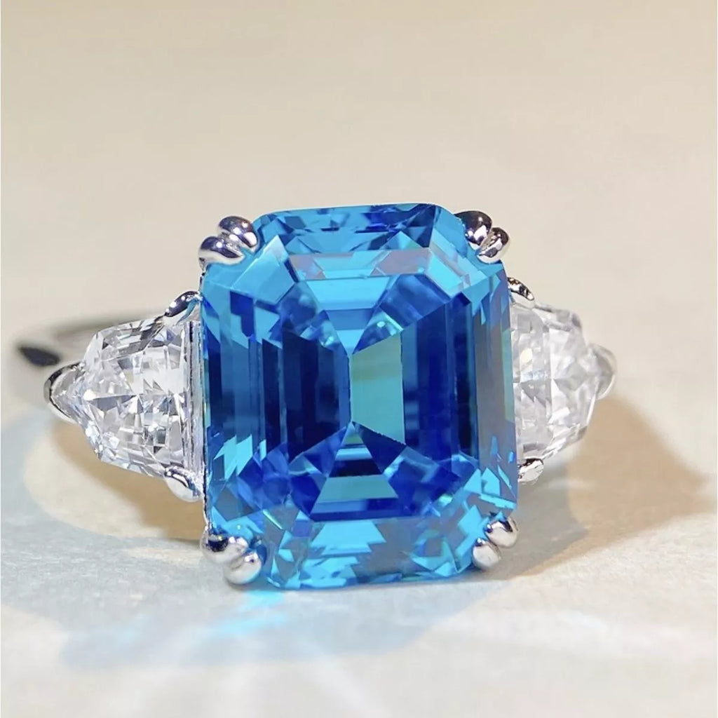 925 Sterling Silver Zircon Square Ring