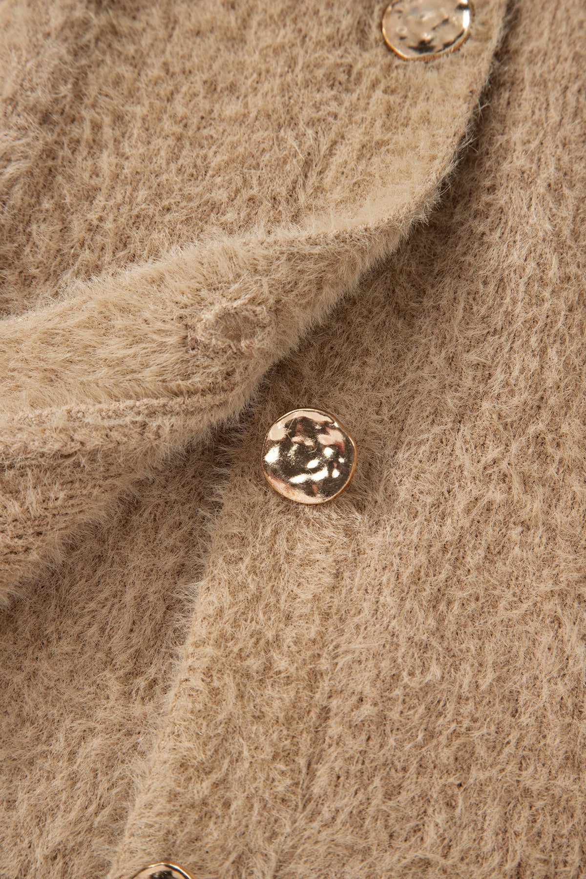 Solid Fuzzy Button-Front Cardigan