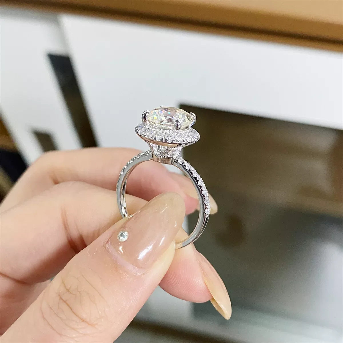 5 Carat Moissanite 925 Sterling Silver Round Ring