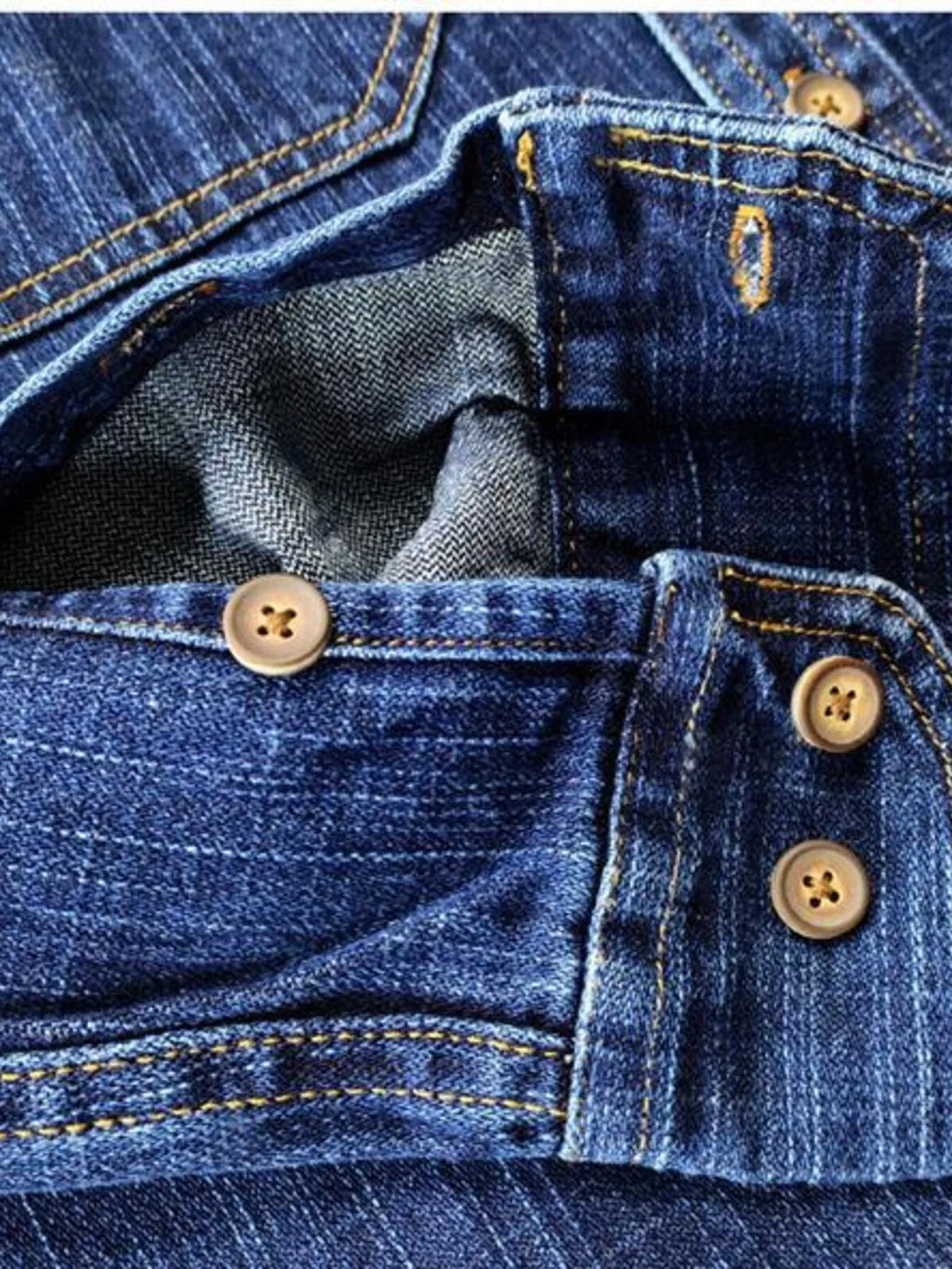 Men's Plus Size Button Up Long Sleeve Denim Shirt