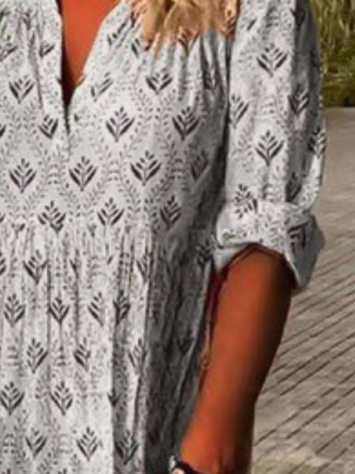 Full Size Printed Notched Tiered Maxi Dress Plus Size