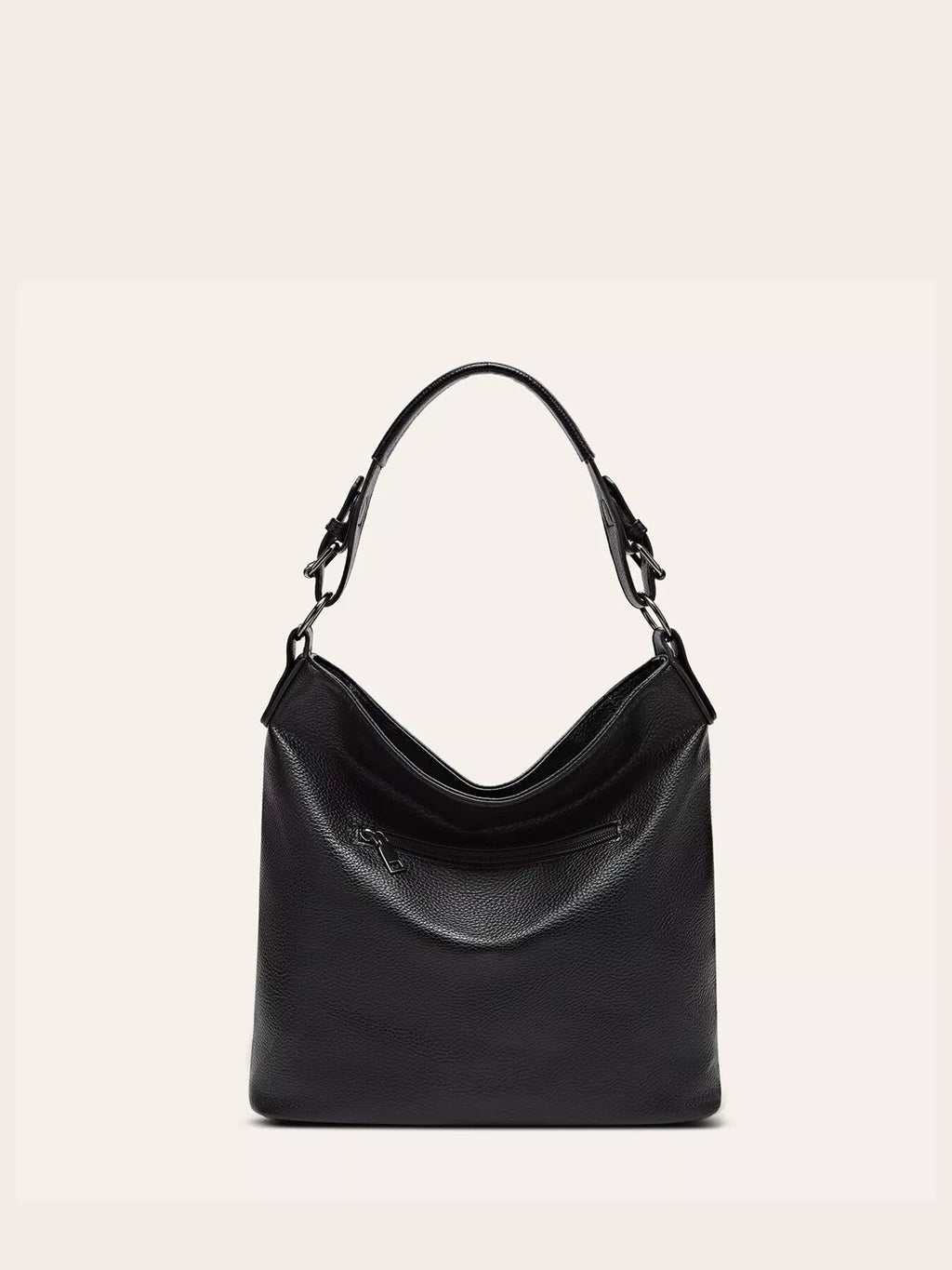 Zip Front Classic Leather Handbag