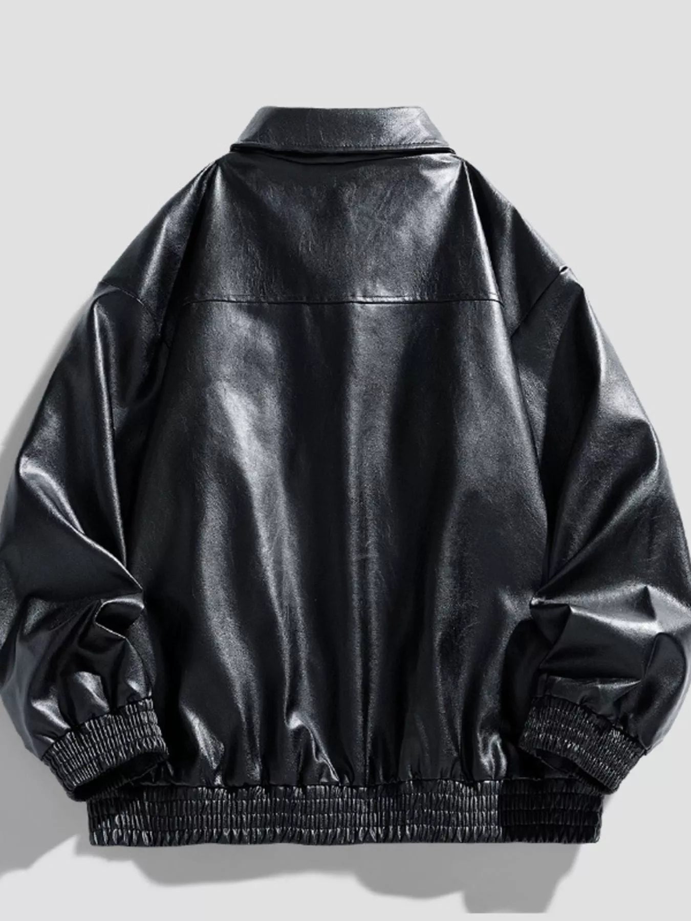 Men's Plus Size Zip Up Leather Jacket