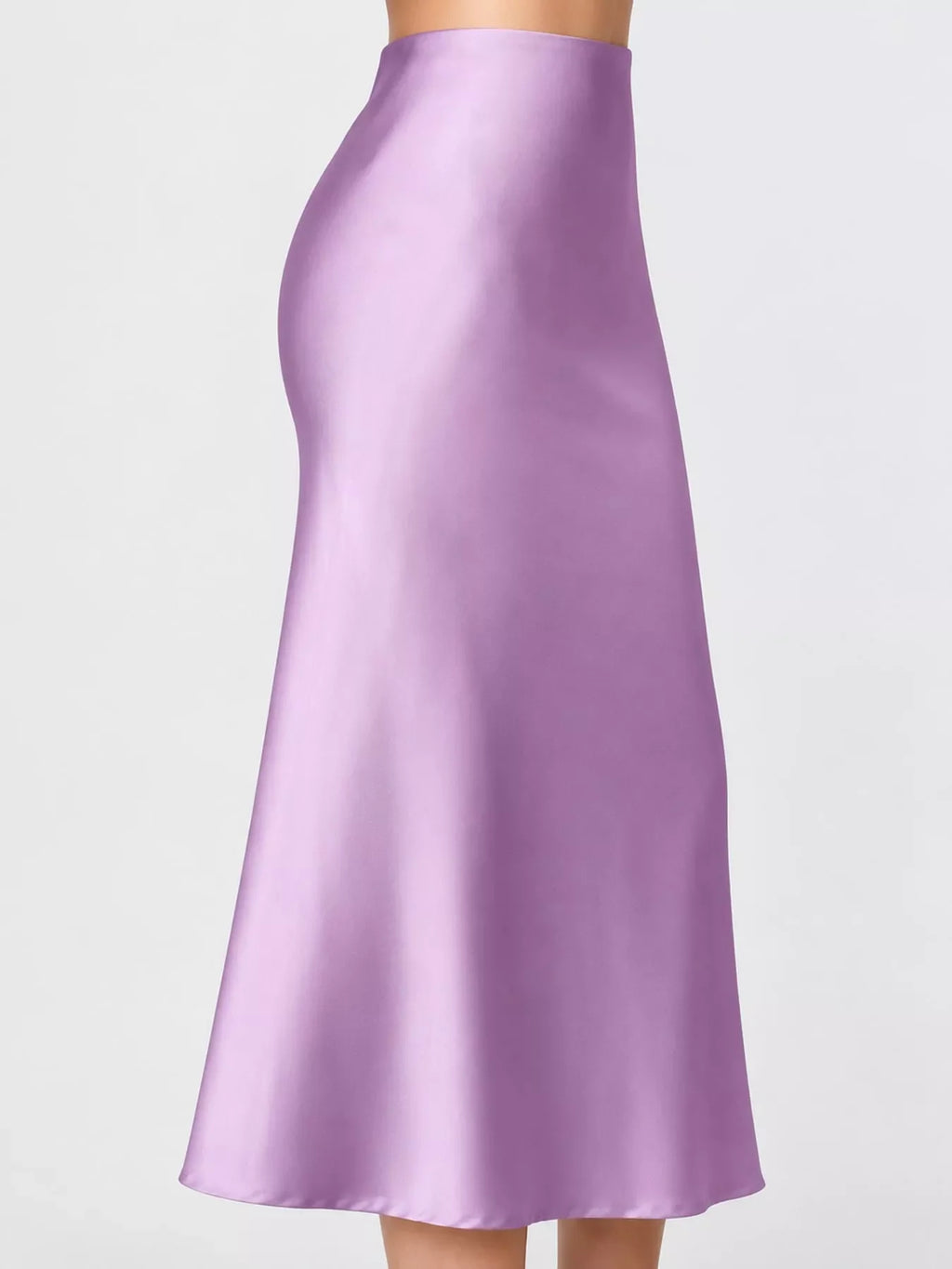 High-Waisted Satin Midi Skirt