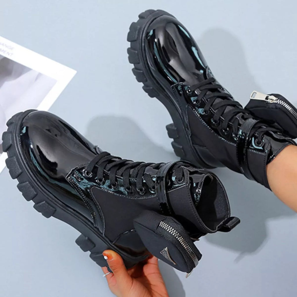 Lace Up Platform Ankle Boots