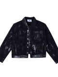 Men's Plus Size Button Up Long Sleeve Denim Jacket