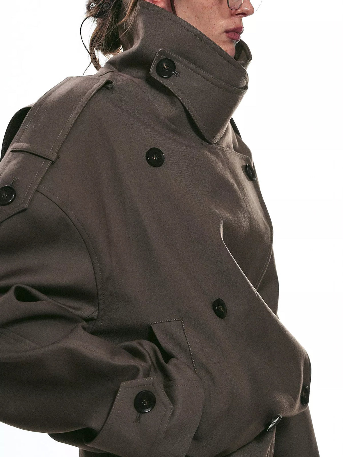 Belted Waist Button Up Trench Jacket