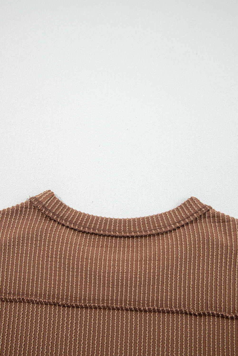 Solid Corded Knit Long Sleeve Top