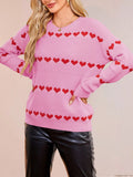 Heart Pattern Dropped Shoulder Sweater