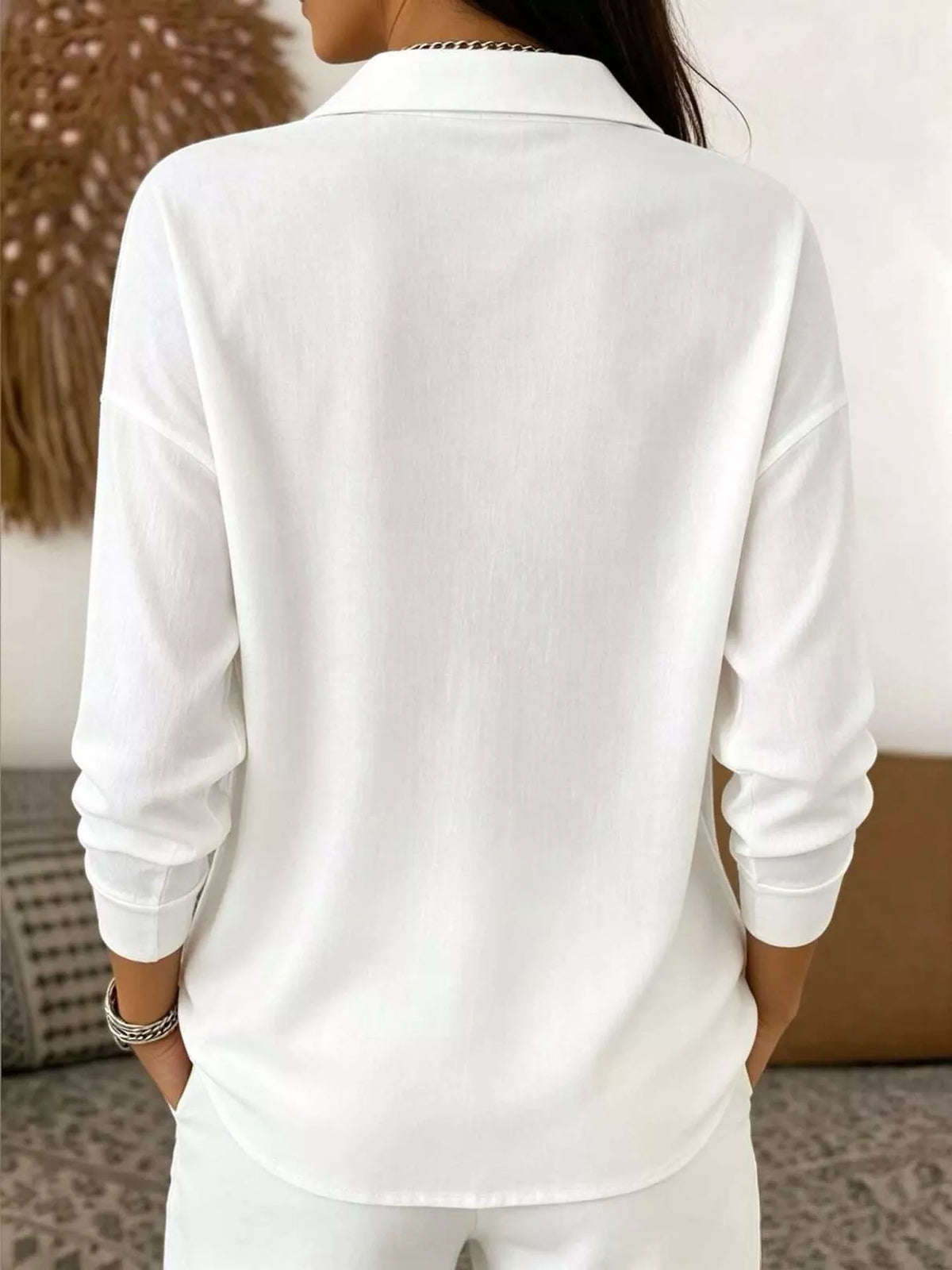 Waffle Knit Snap Down Blouse
