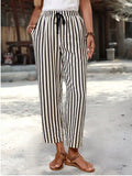 Striped High-Waisted Cropped Pants