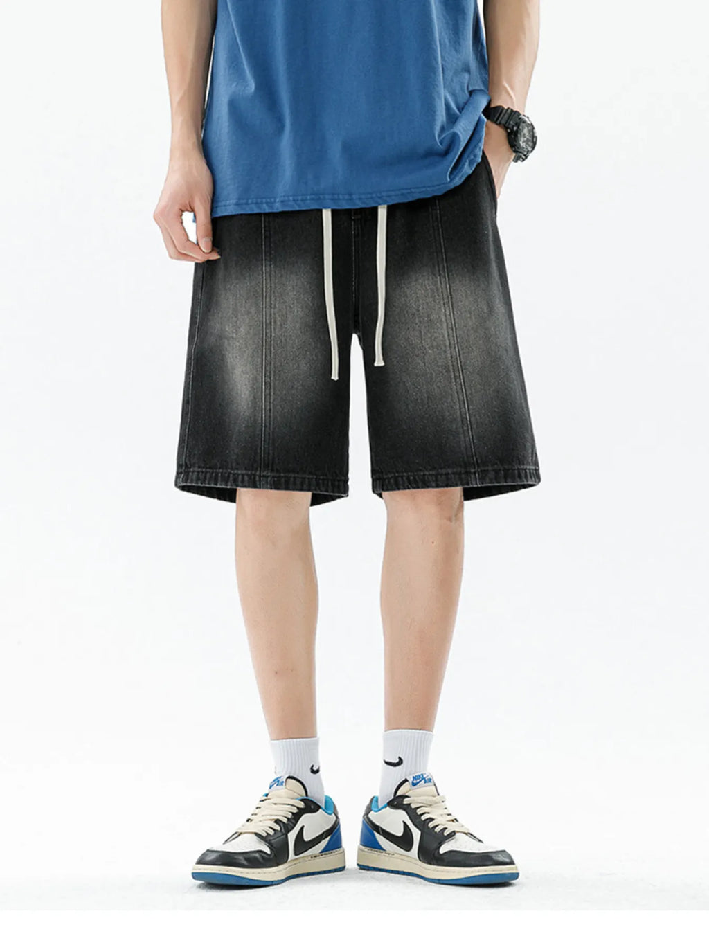 Men's Full Size Gradient Wash Denim Shorts Plus Size