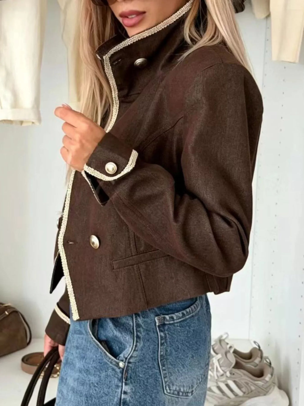 Double-Breasted Cropped Jacket
