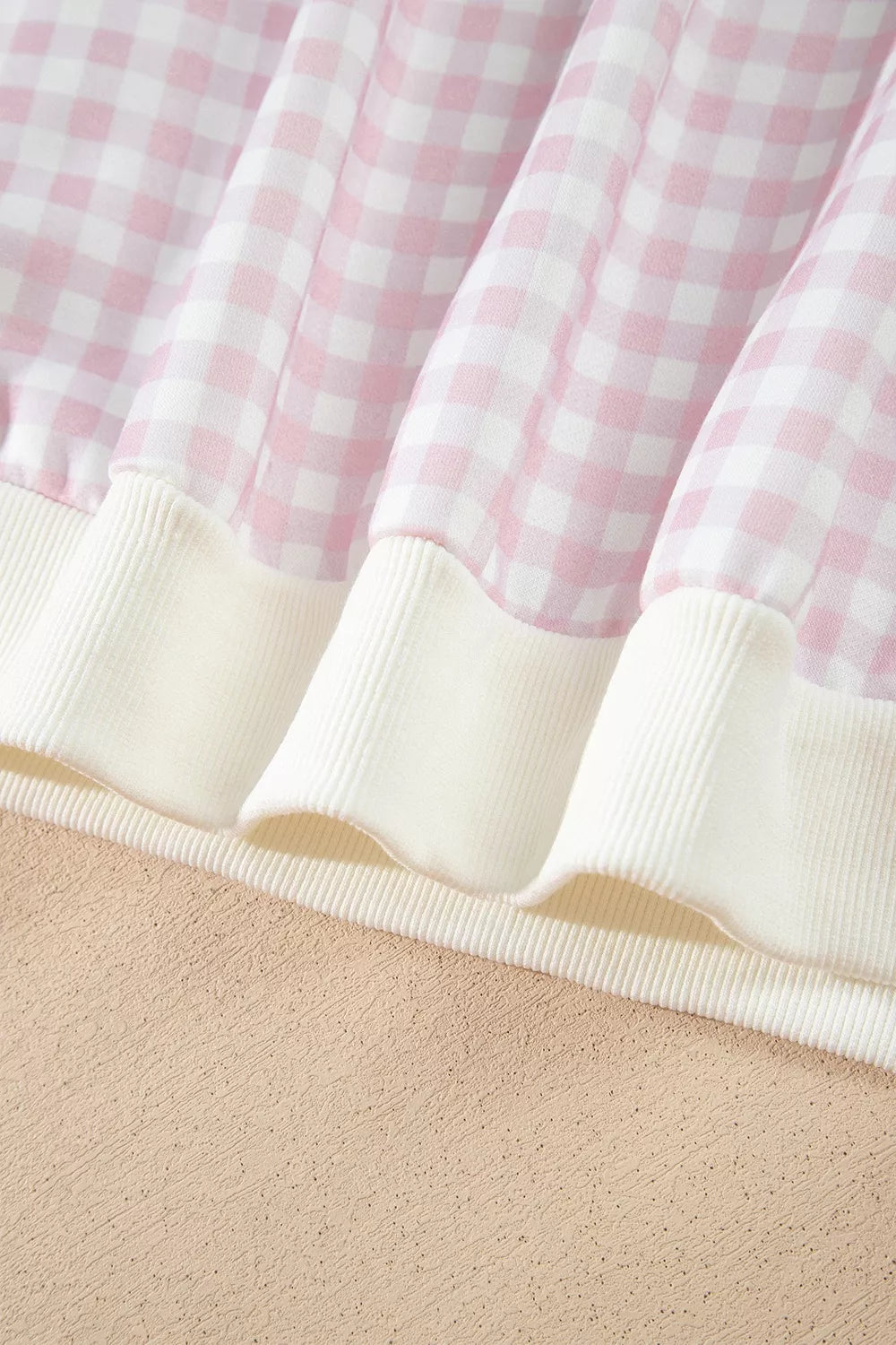 Gingham Long Sleeve Sweatshirt and Shorts Set
