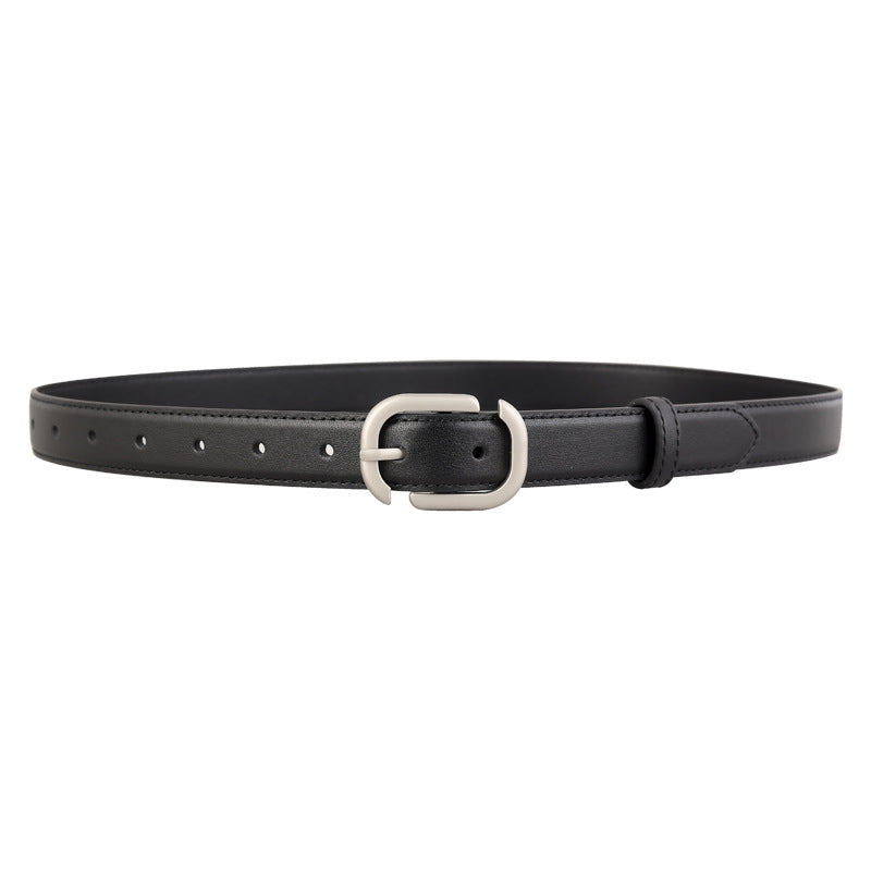 Leather Belt with Silver Buckle