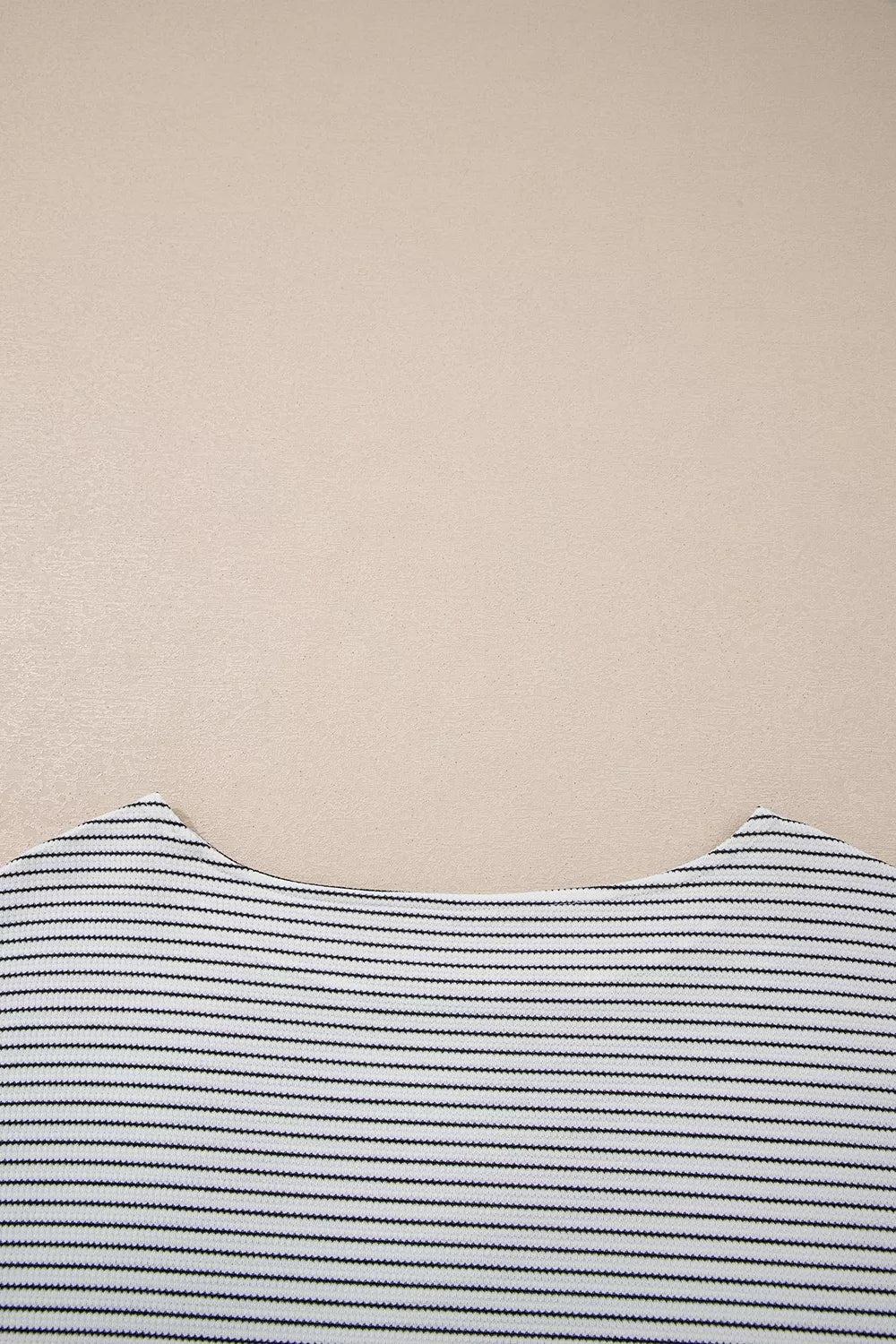 Stripe Contrasted Ruffle Trim Loose Long Sleeve Top