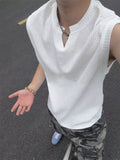 Men's Plus Size Textured Notched Tank Top