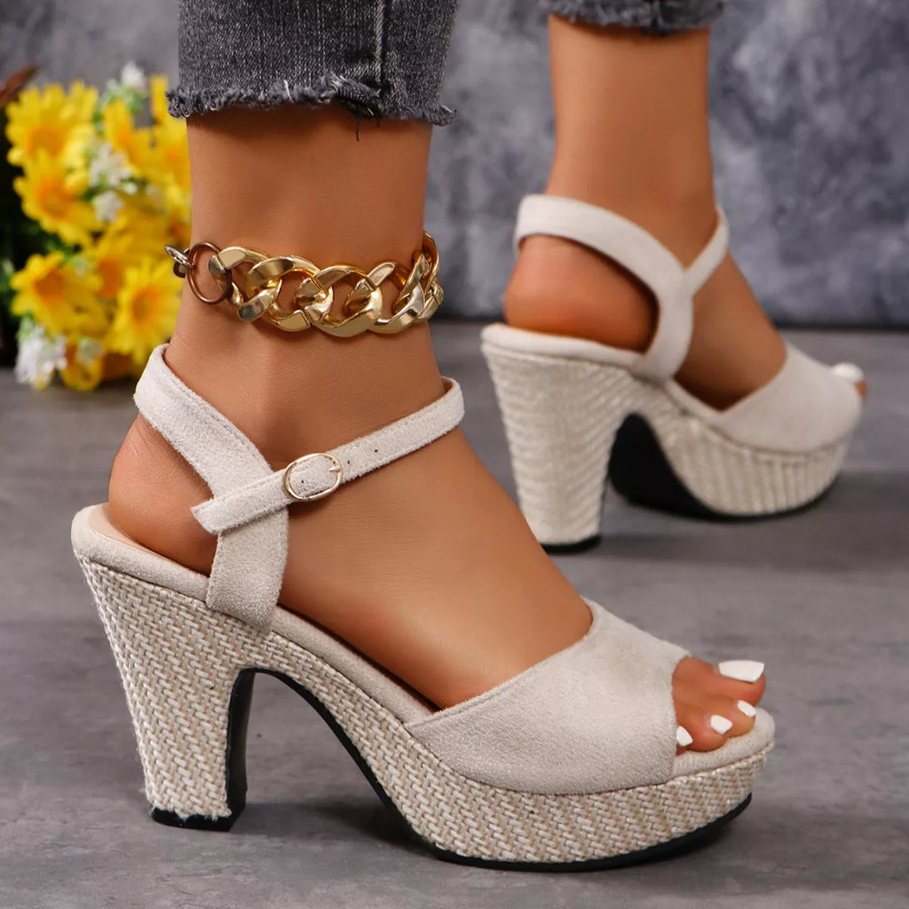 Ankle Strap Block Heels Sandals