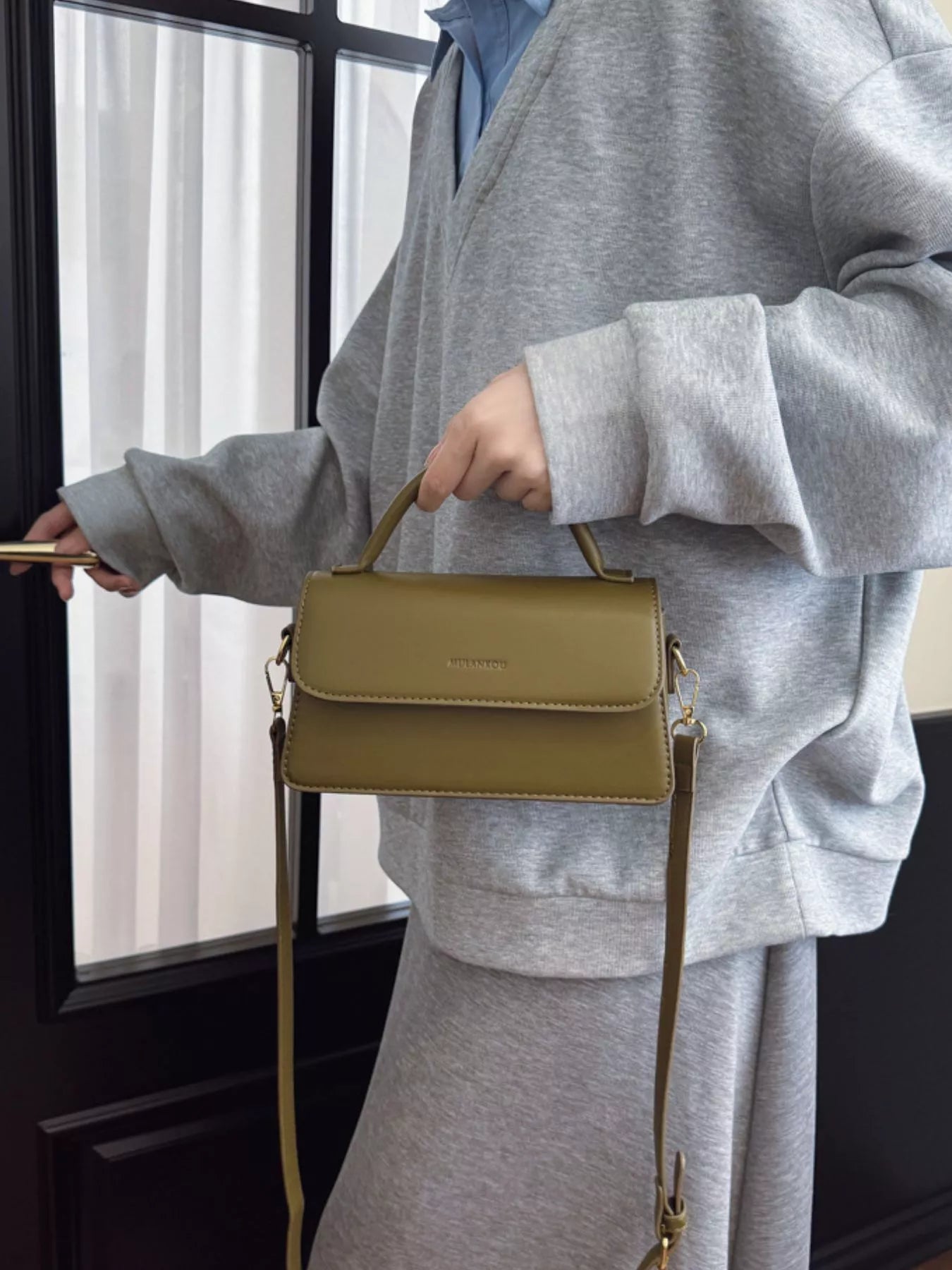 PU Leather Flap Crossbody Bag
