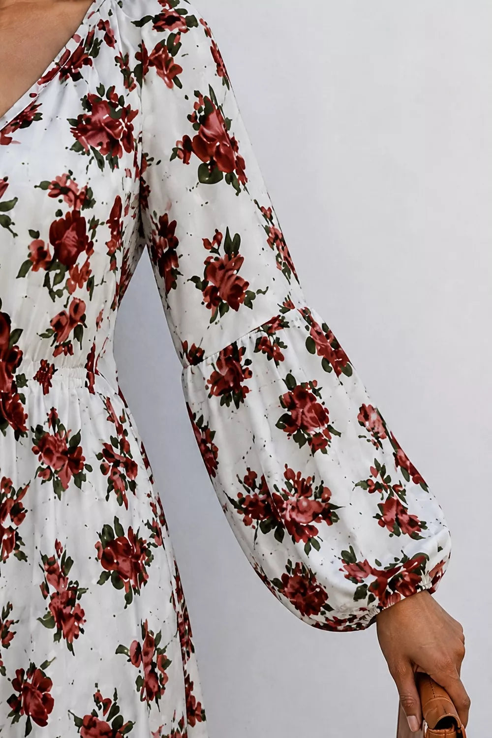 Floral Print Balloon Sleeve Mini Dress