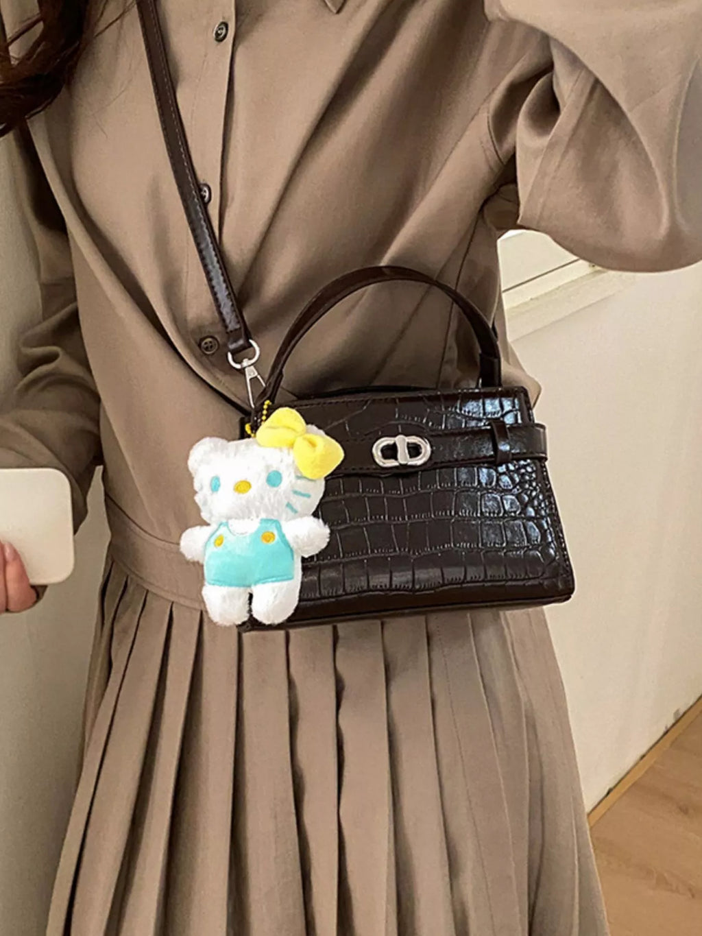 Crocodile Embossed Crossbody Bag