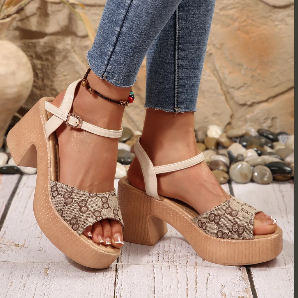 Open Toe Block Heels Sandals