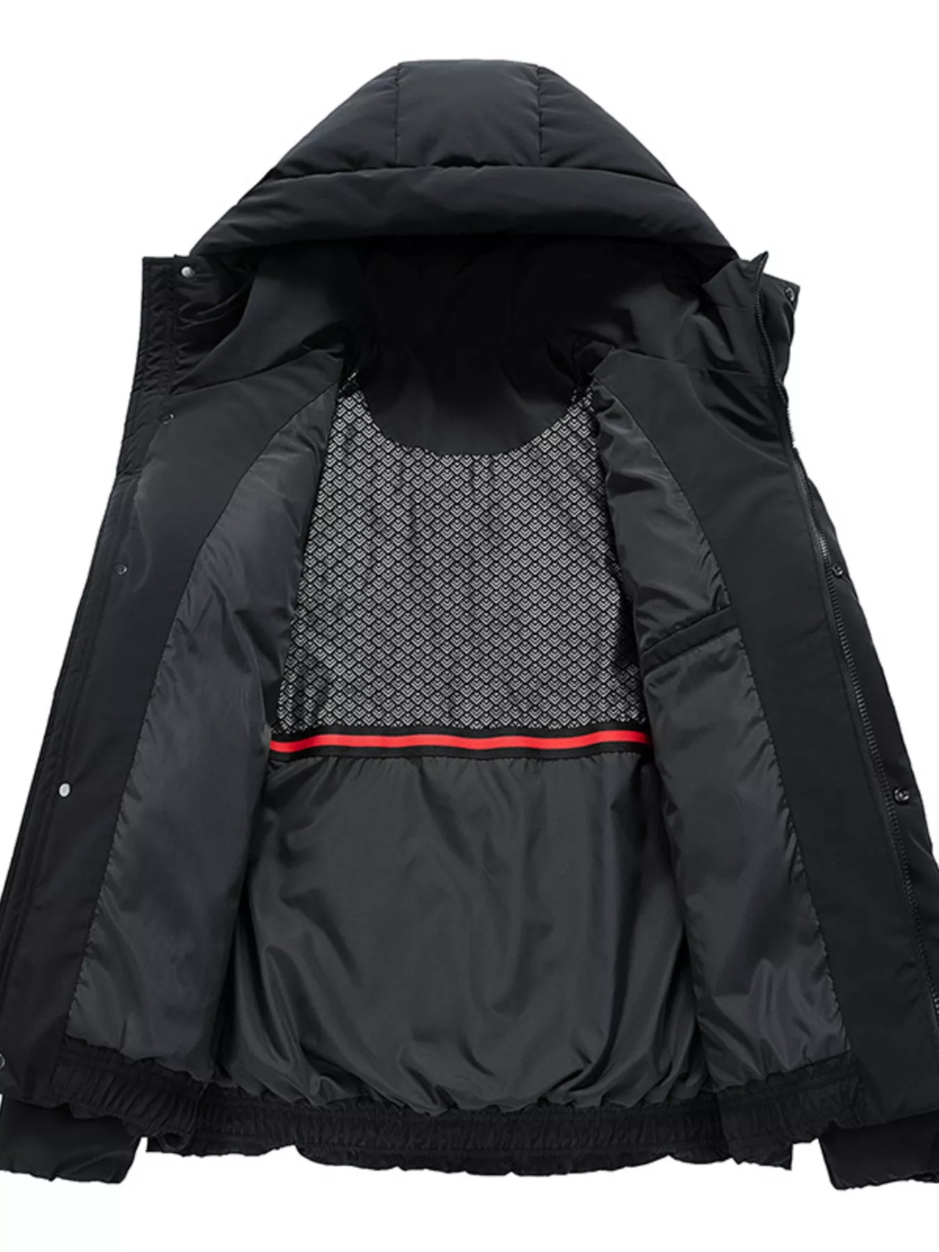 Men's Full Size Hooded Puffer Jacket with Side Pockets Plus Size