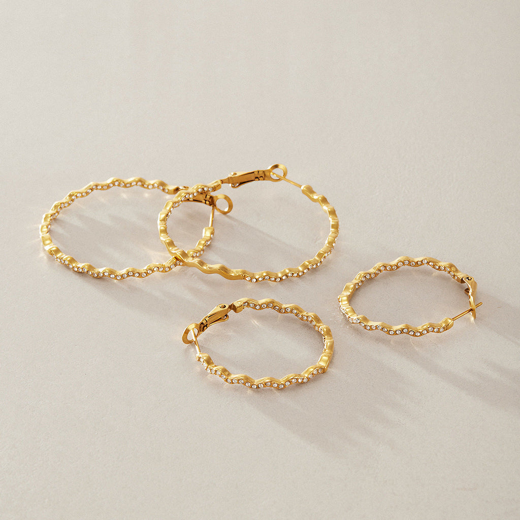 Wavy Zircon Hoop Earrings Collection