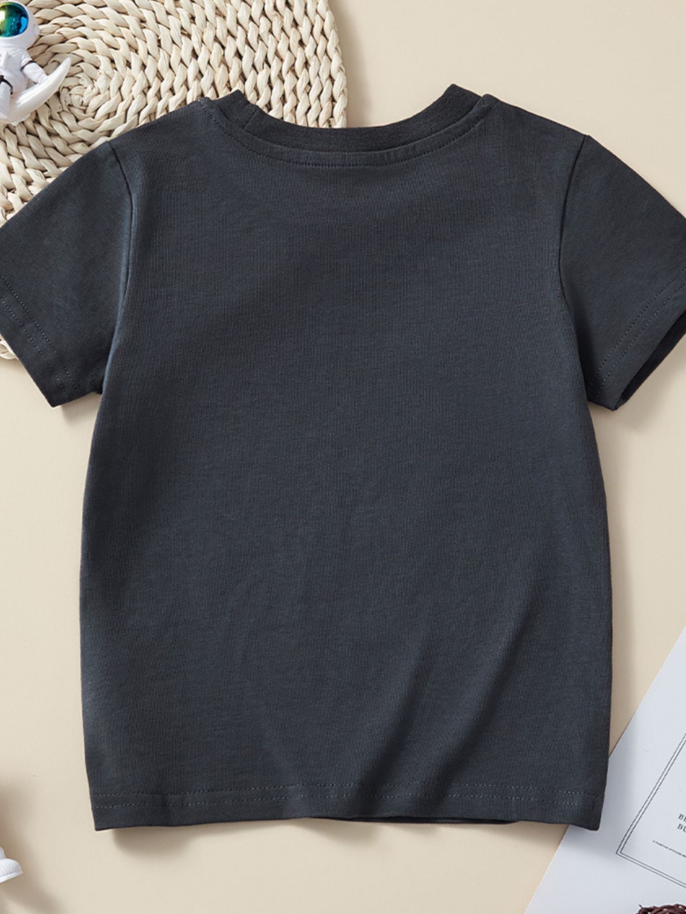 Children's Space-Themed Print Round Neck T-Shirt