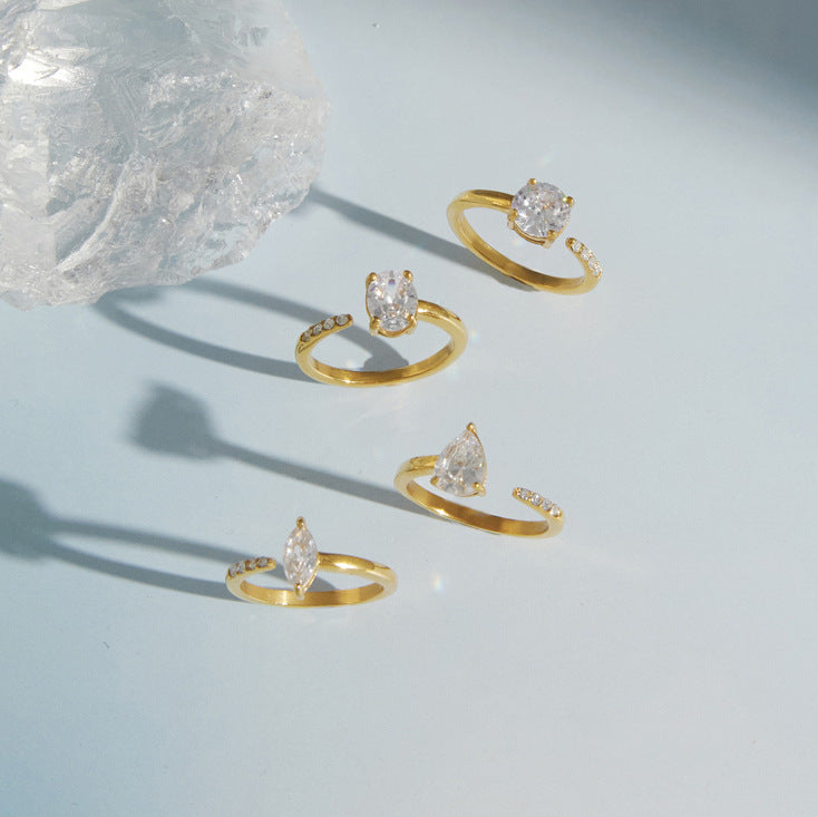 Four Style Zircon Ring Collection