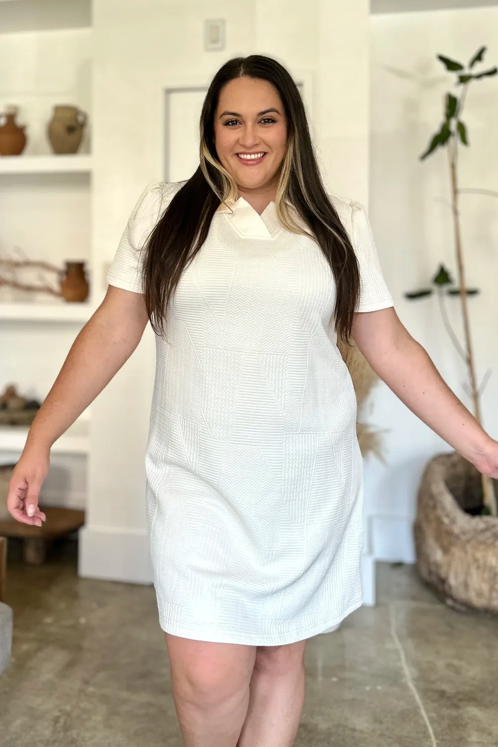 Texture Short Sleeve Dress
