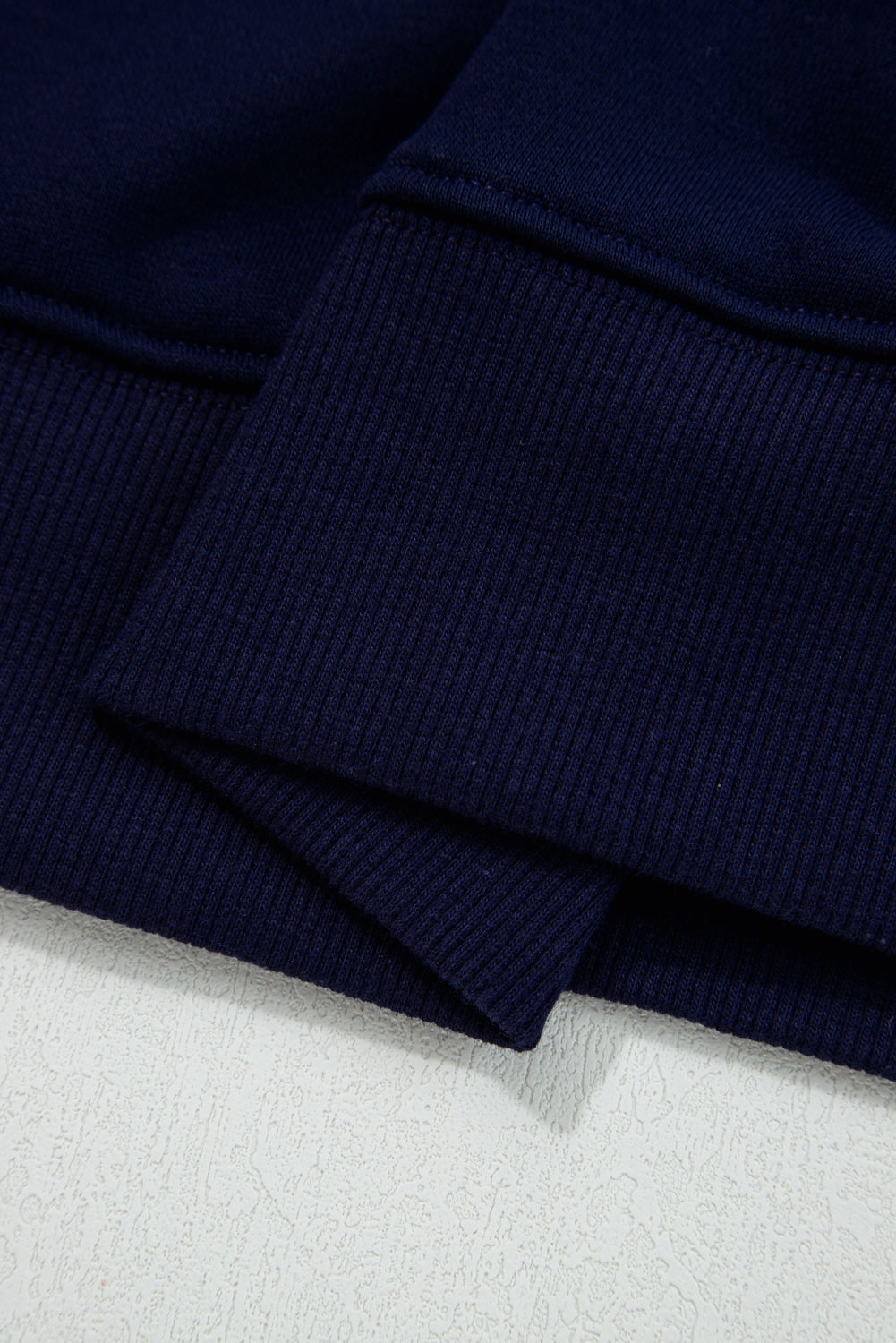 Navy Blue CLASSY UNTIL KICKOFF Plush Letter Patched Loose Sweatshirt