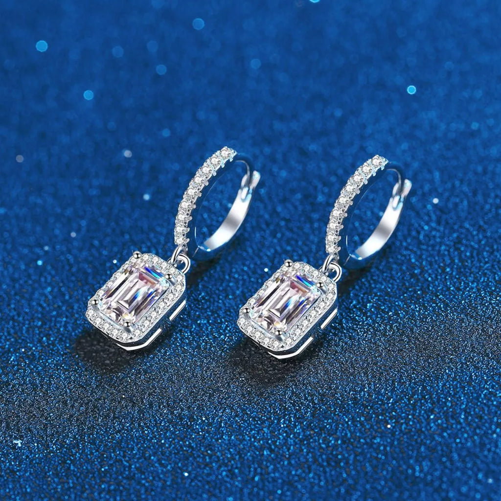 1 Carat 925 Sterling Silver Moissanite Drop Earrings