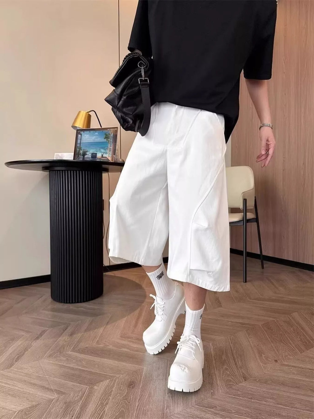 Men's Wide-Leg Cargo Cropped Pants