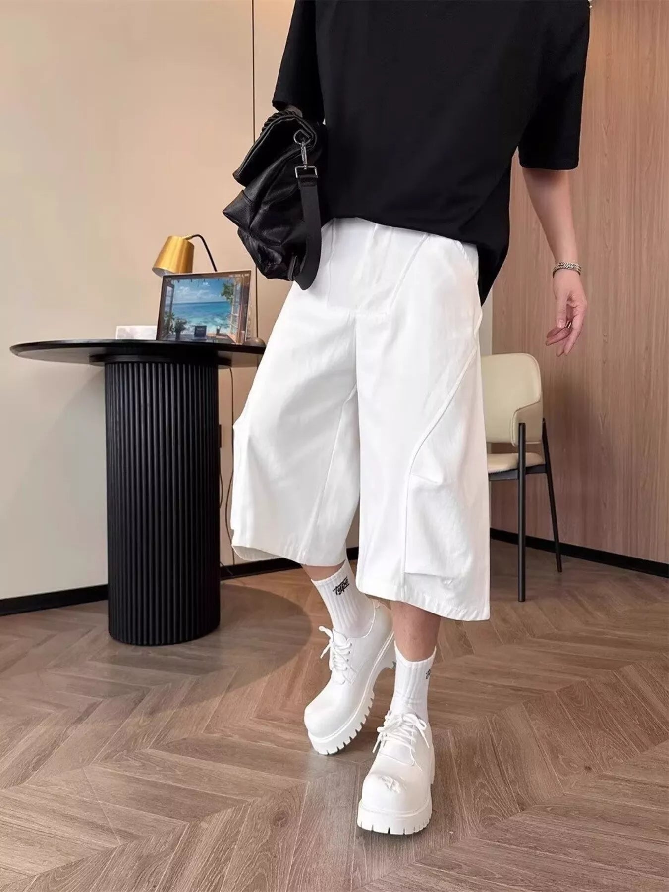 Men's Wide-Leg Cargo Cropped Pants