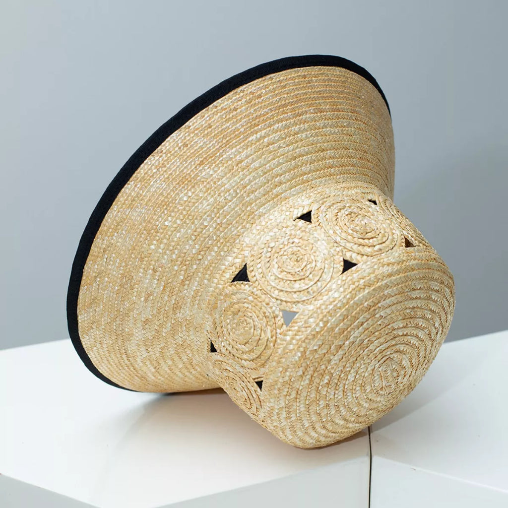 Straw Sun Hat with Contrast Trim