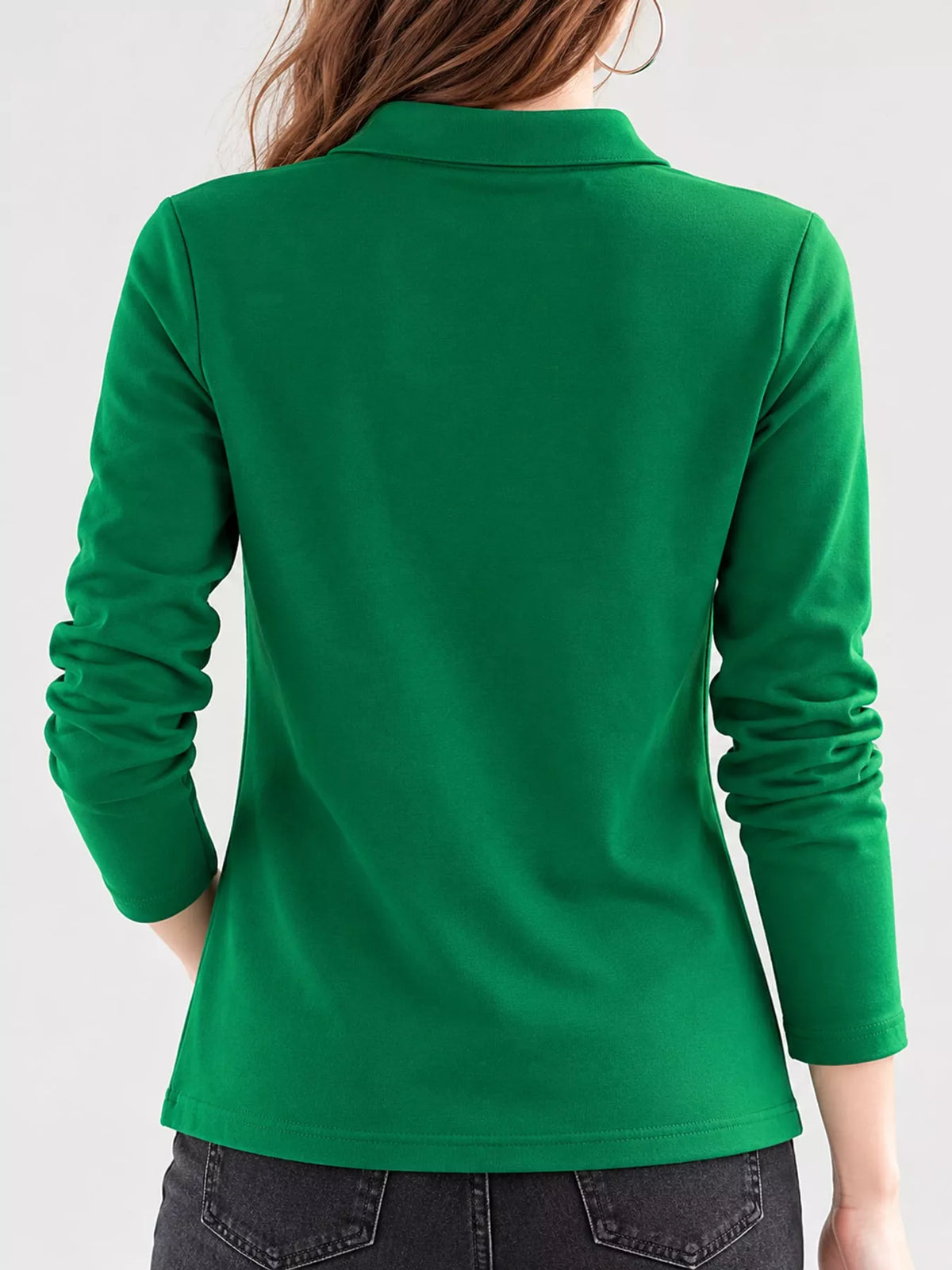 Full Size Button-Down Long Sleeve Shirt Plus Size