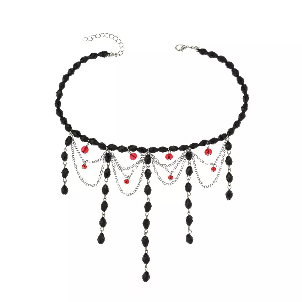 Gothic Beaded Tassel Choker Necklace